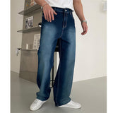 High-Quality Korean Men's Wide-Leg Straight Jeans