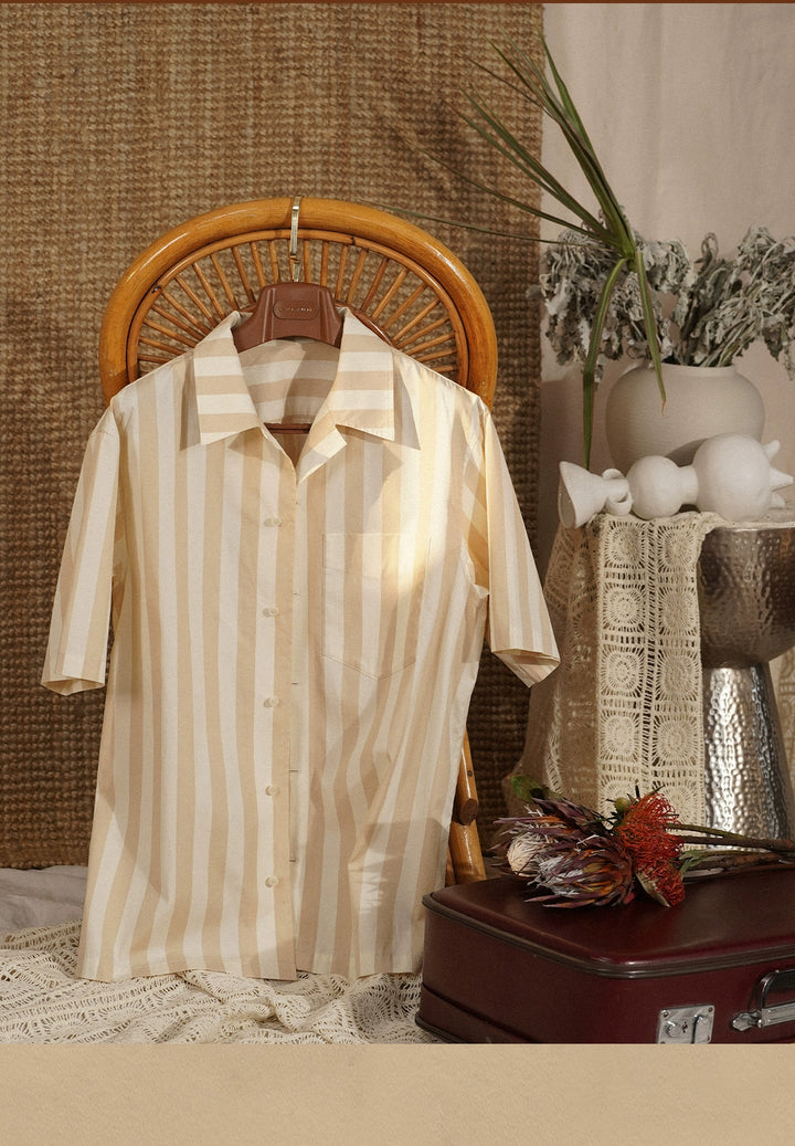 Striped Cuban Collar Shirt