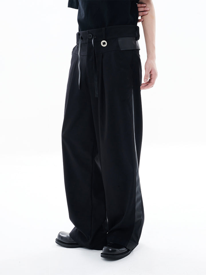 Wool-Blend Leather Trousers