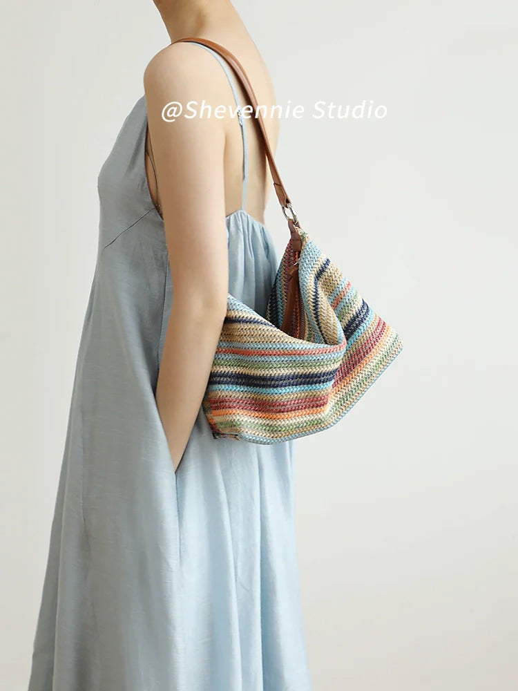 Braided Straw Crossbody Bag