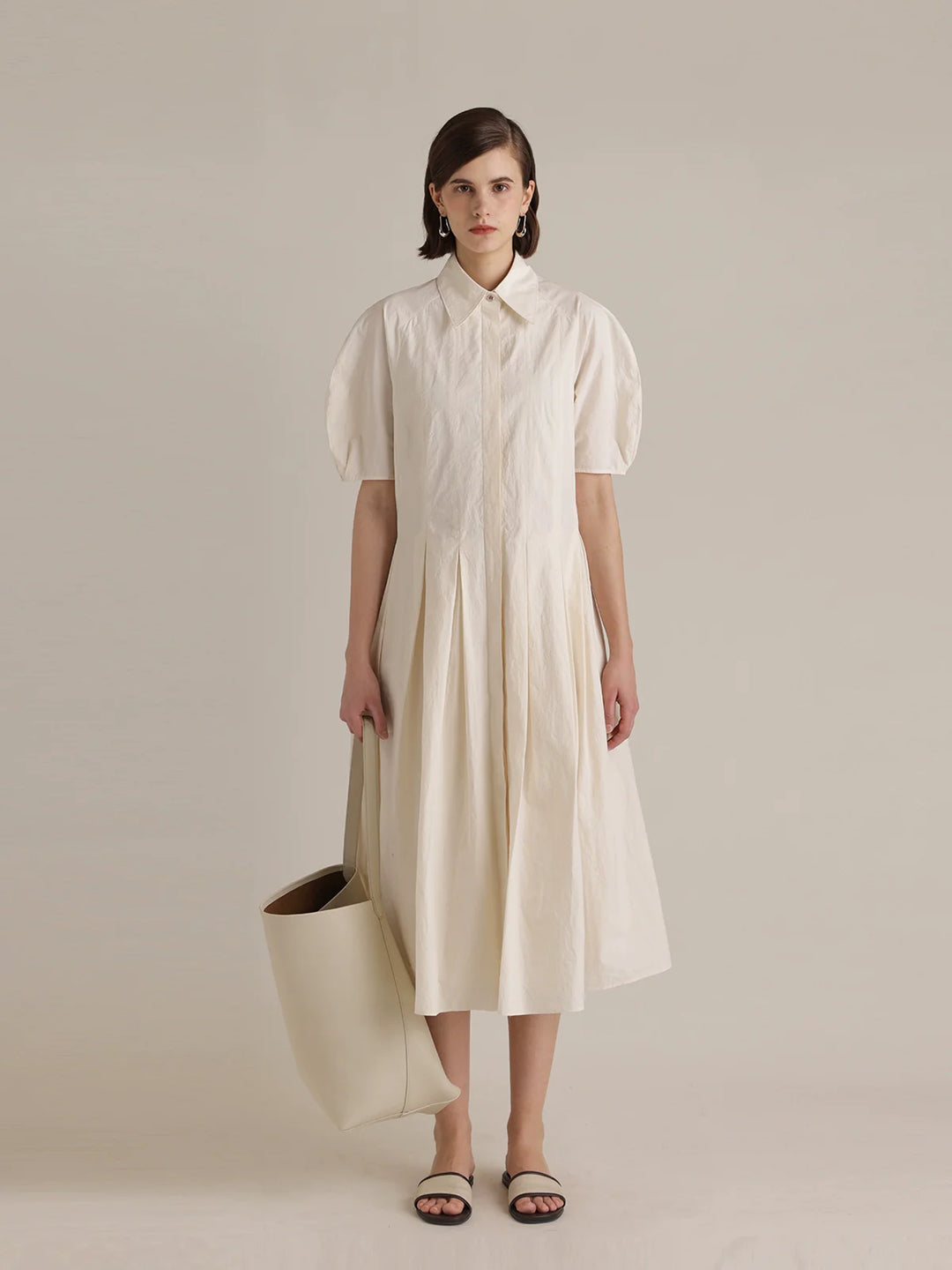 Ivory Elegance Shirt Dress