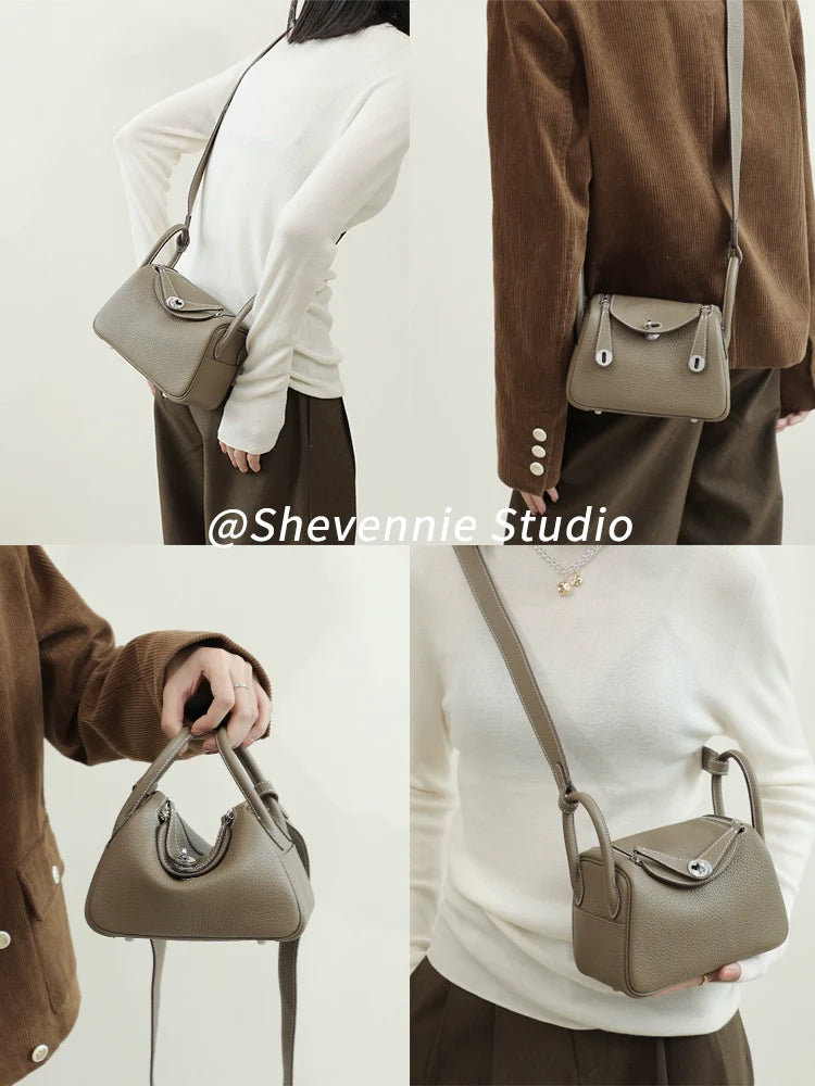 Elephant Grey Leather Mini Tote