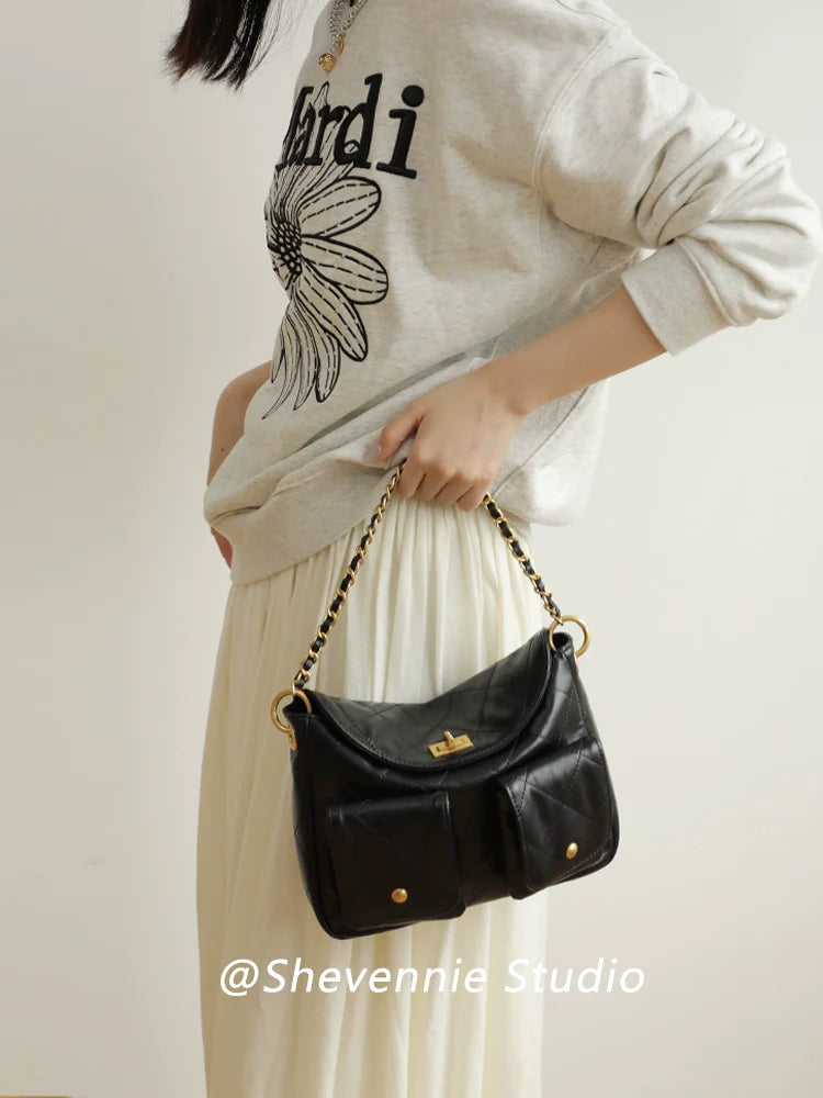 Chain Leather Messenger