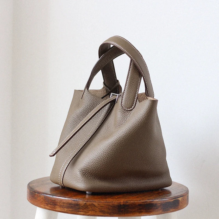 Lychee Leather Bucket Bag