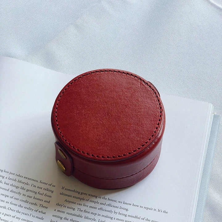 Round Leather Jewelry Box