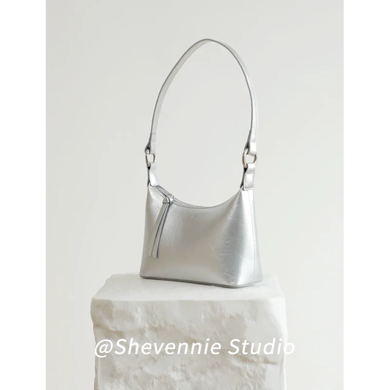 Silver Aria Leather Tote