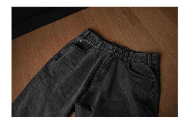 Washed Black Straight-Leg Jeans