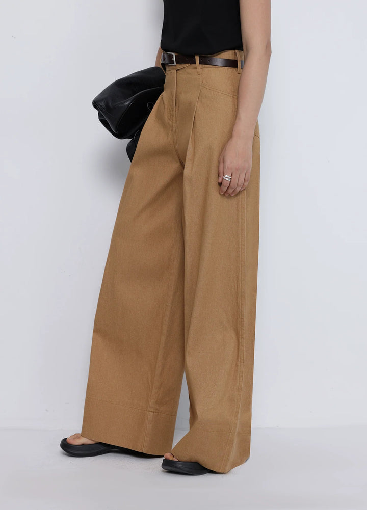 Natural Wide Leg Denim Pants