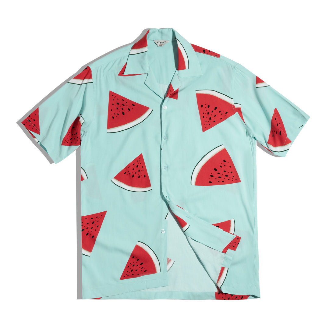 Watermelon Print Cuban Collar Shirt