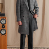 Gentlemanly Prince of Wales Check Wool Polo Coat - Embrace Winter Warmth in Medium-Length Stylish Sophistication