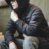 Lightweight Quilted Down Jacket with Hood for Men's Winter
