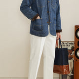 Retro Denim Workwear - Autumn-Winter Patchwork Corduroy Jacket for Warmth
