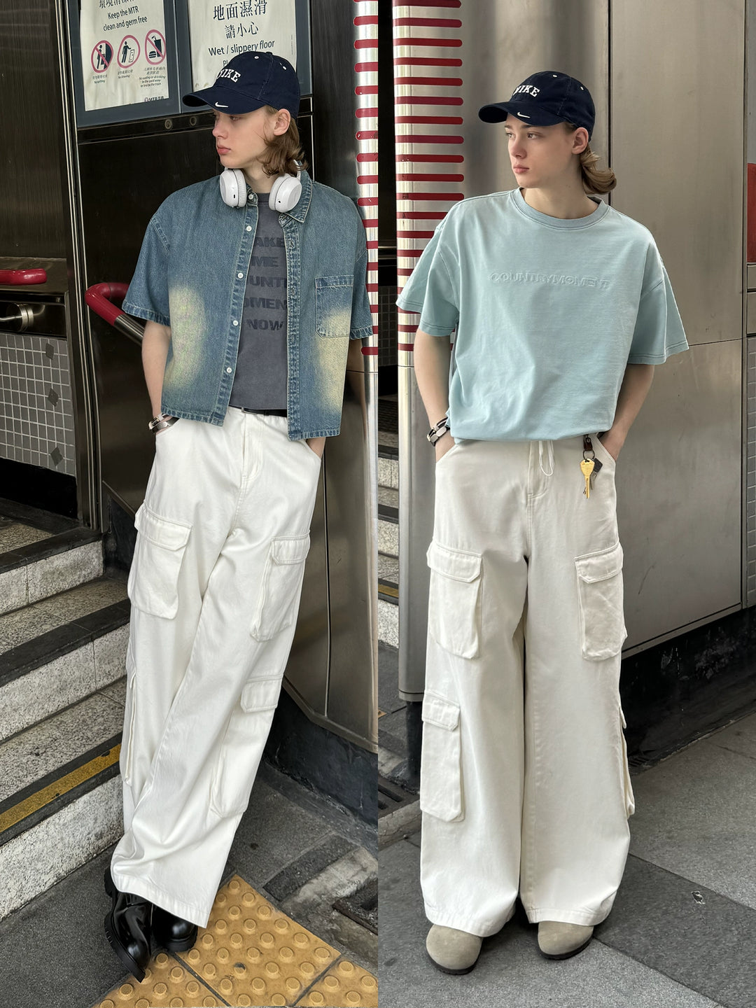 Wide-Leg Cargo Trousers