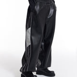 Men's Loose All-Match Leather Pants with 3M Reflective Strip