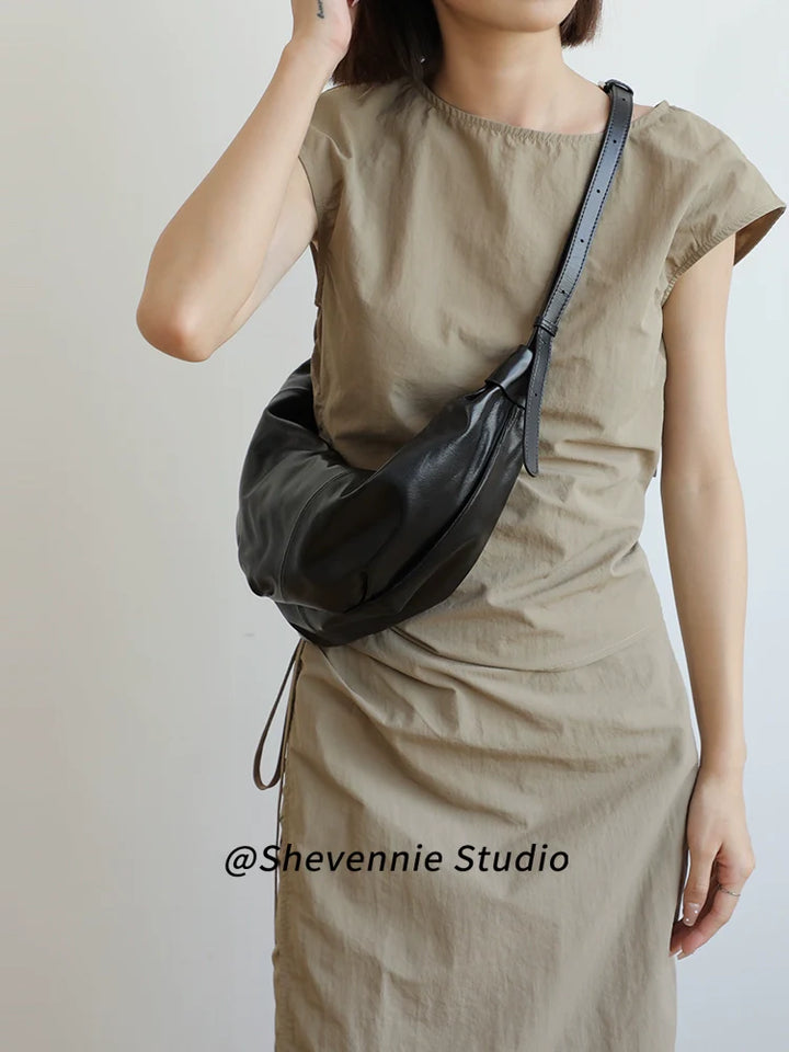 Shevennie Leather Croissant Bag