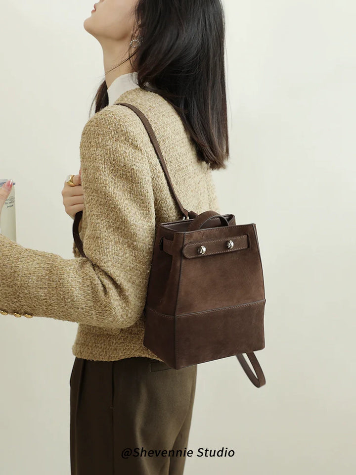 Leather Bucket Backpack