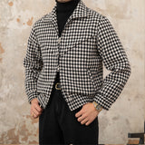 British Houndstooth Jacket - Teenagers Retro Style for Autumn-Winter Warmth