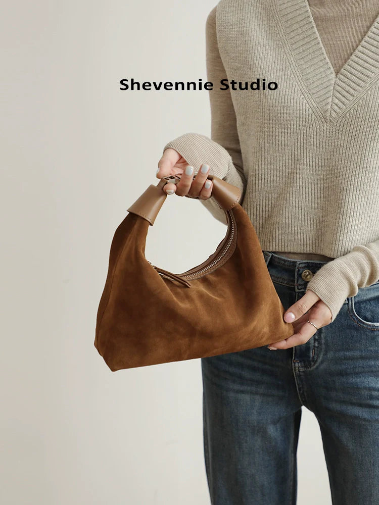 Suede Buckle Tote