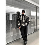 Tie-DyeWarmth Wool Jacket - Winter Fashion with Stand Collar Contrast