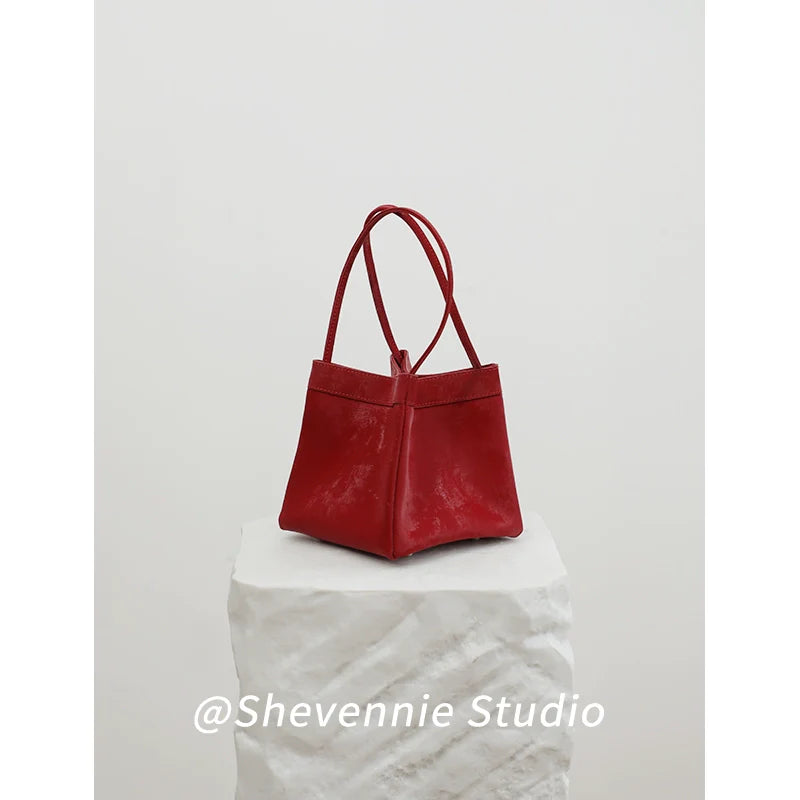 Silk Leather Bucket Bag