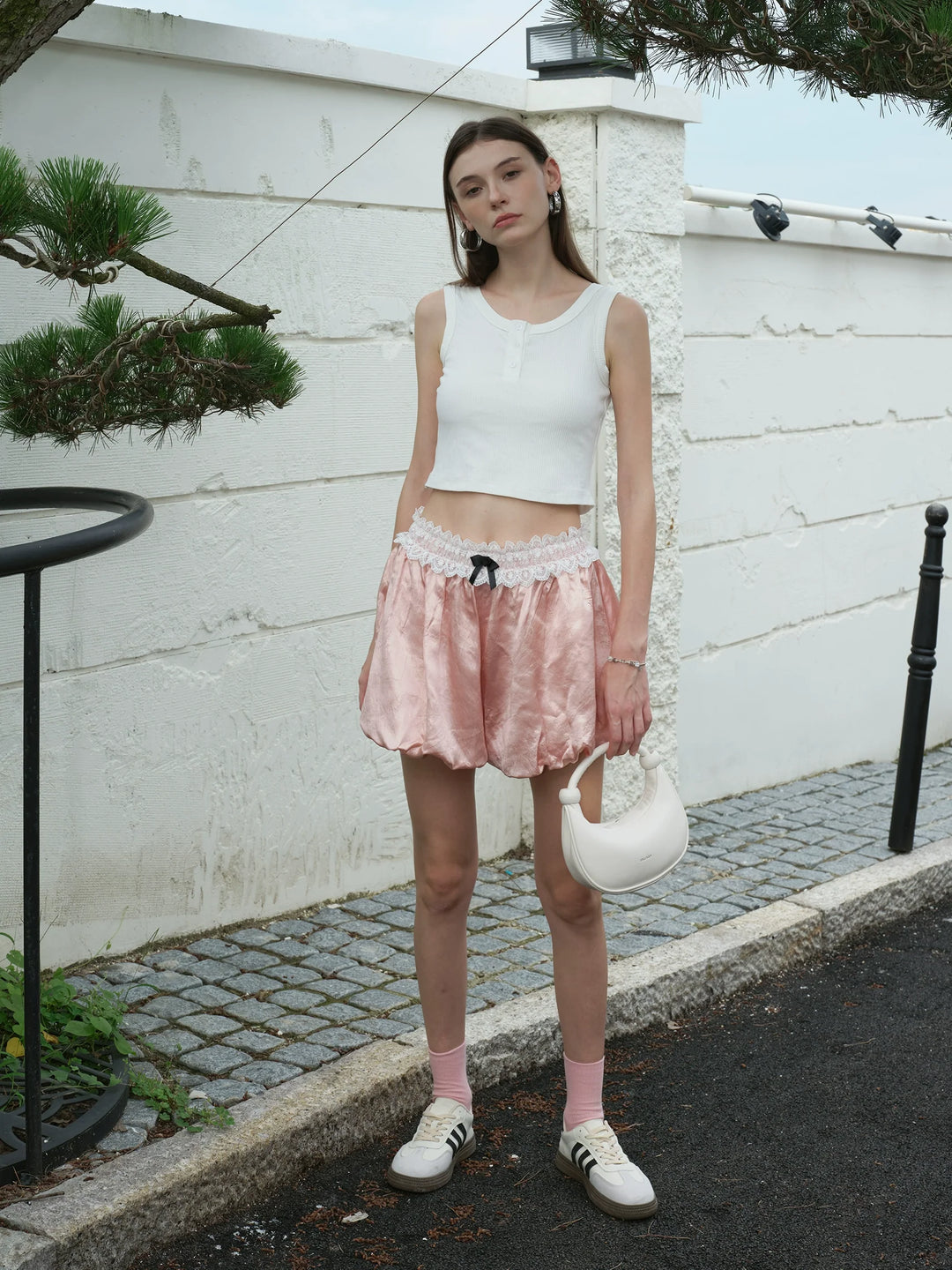 Acetate Lace Pleated Shorts