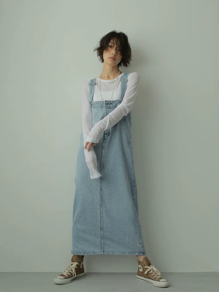 Denim Suspender Skirt