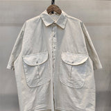 Retro-inspired Korean Men's Casual Shirt with Double Pockets and Wide Fit