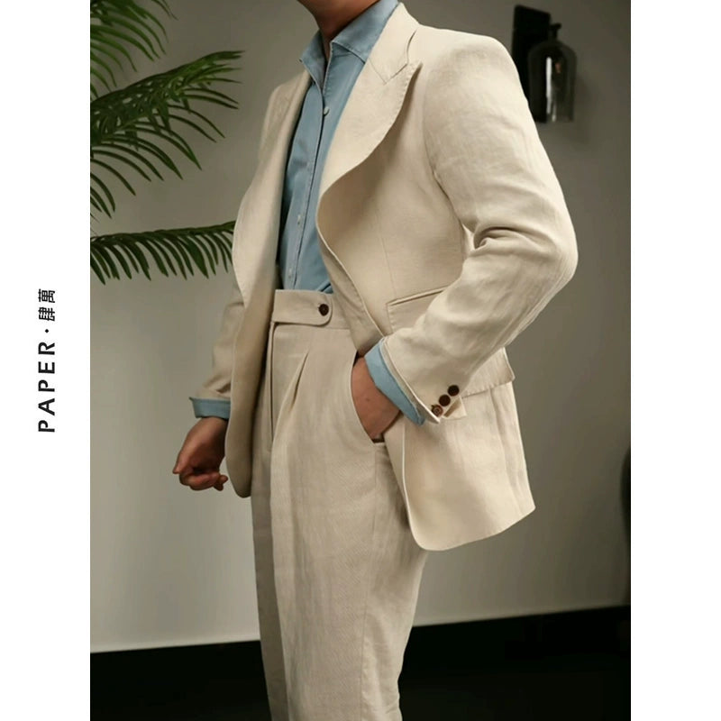 Linen Peak Lapel Suit