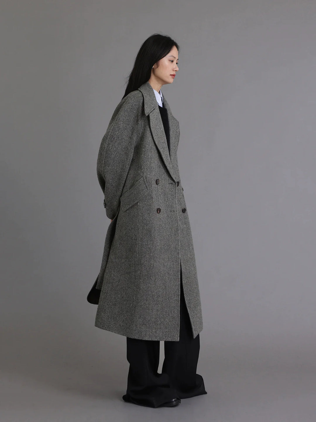 Herringbone Wool Coat