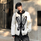 ButterflyPlush Cardigan - Niche Stand Collar Sweater for Lazy Winter Warmth