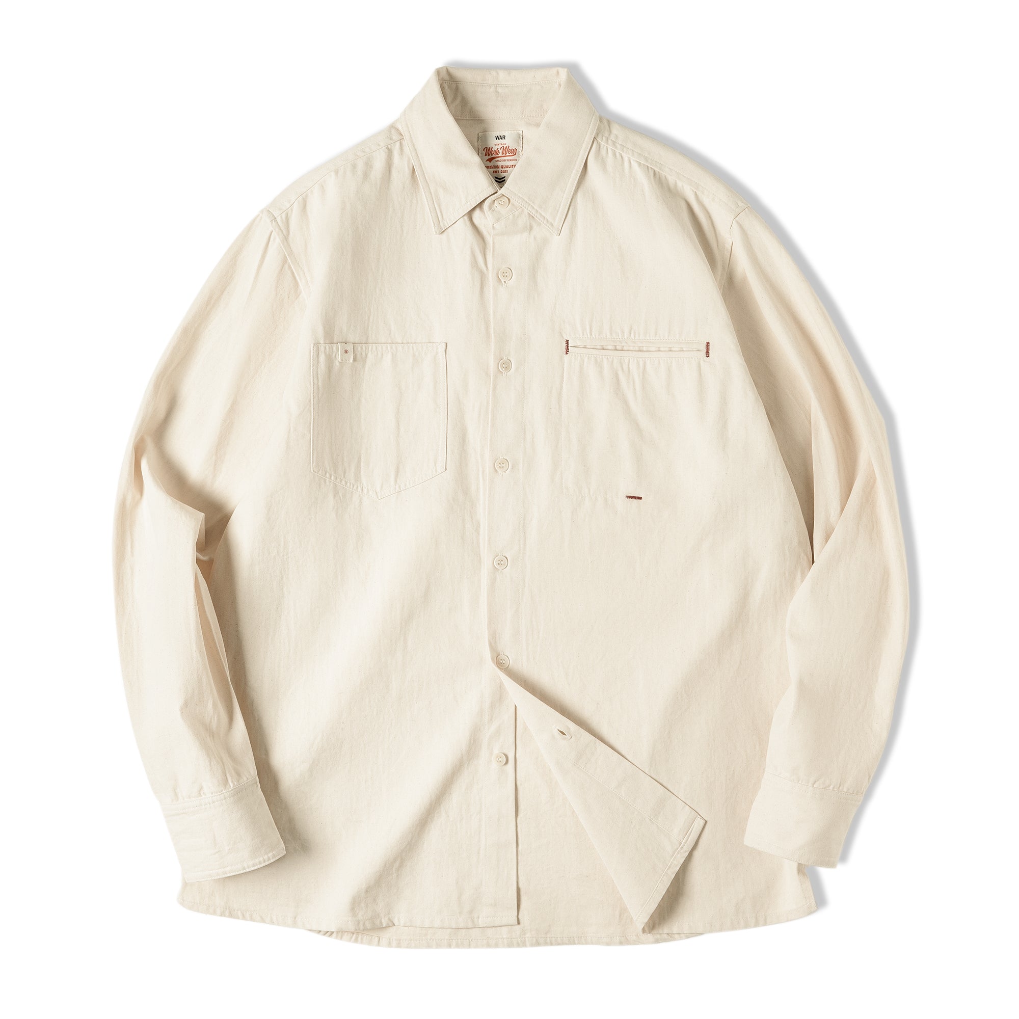 Retro Lapel Cottonseed Shell Shirt Jacket - Men's Khaki Tops
