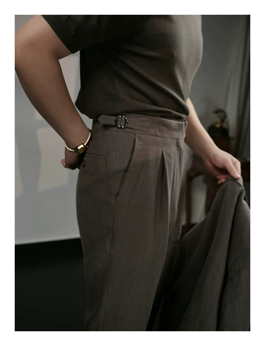 Linen High-Waisted Pants