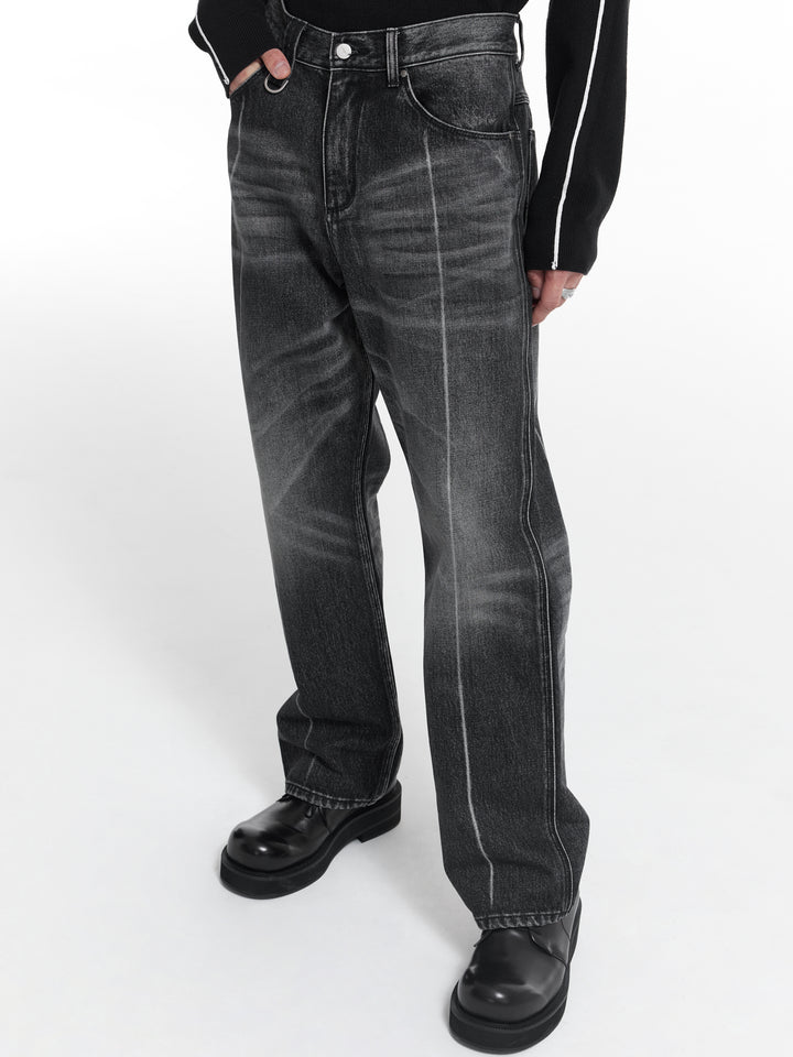 Two-Tone Straight Jeans