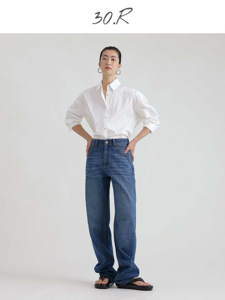 Natural Denim Straight-Leg Jeans