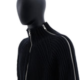 Men's Trendy Stand Collar Sweater Jacket with Three Zippers