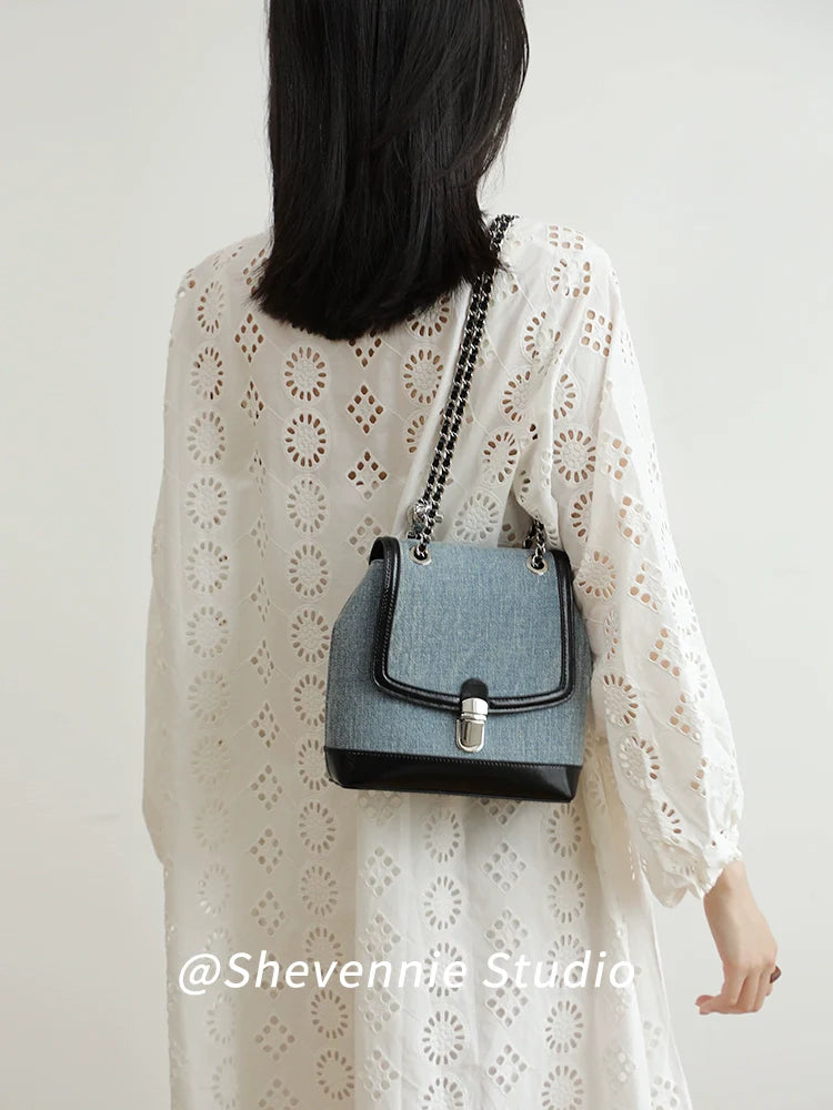 Denim Canvas Chain Bag