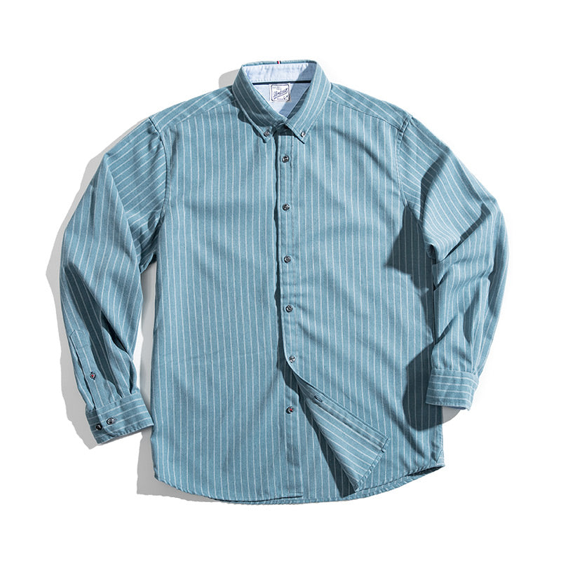 Men's Autumn Non-Iron Blue Striped Business Shirt