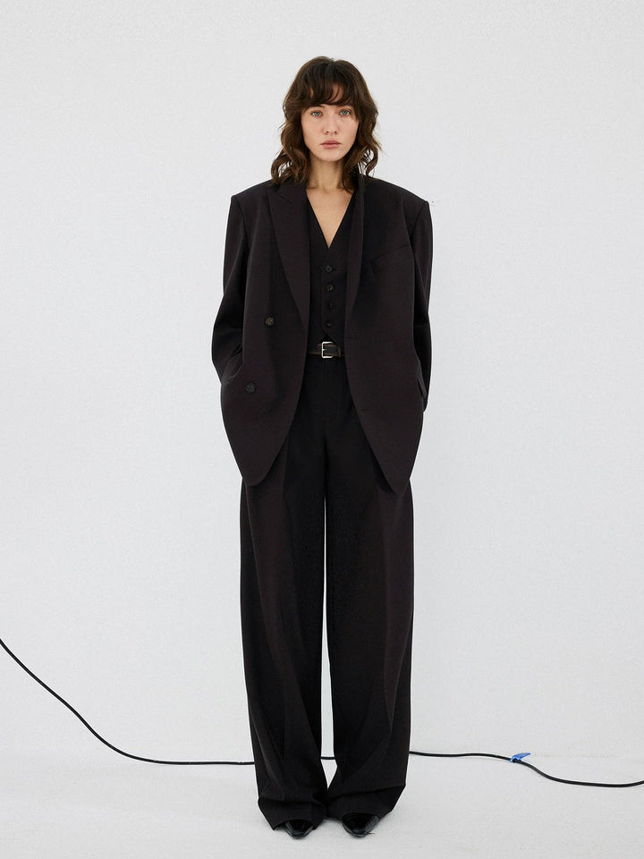 Superfine Wool Wide Leg Trousers