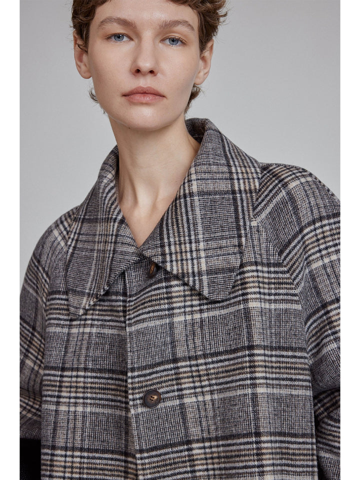 Mocha Plaid Wool Coat