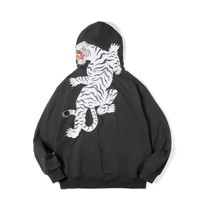 Retro Tiger Embroidered Hoodie