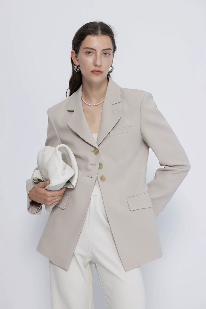 Triacetate Wide Shoulder Blazer