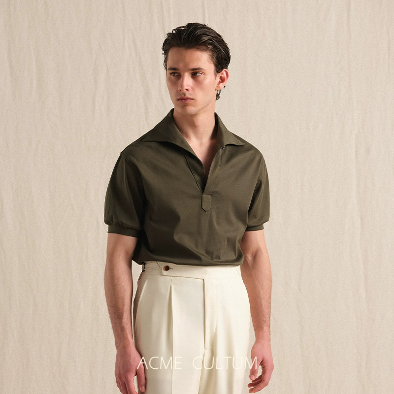 Men's Cool Touch Quick-Dry 100% Mercerized Pima Cotton Lightweight Knit Short Sleeve Polo Shirt - Summer One-Piece Collar