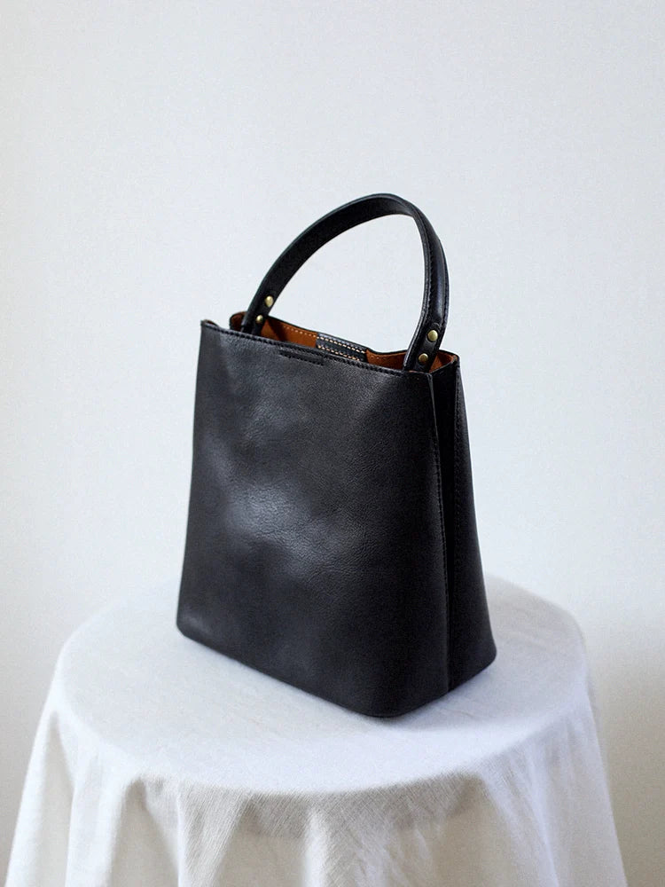 Leather Bucket Shoulder Bag