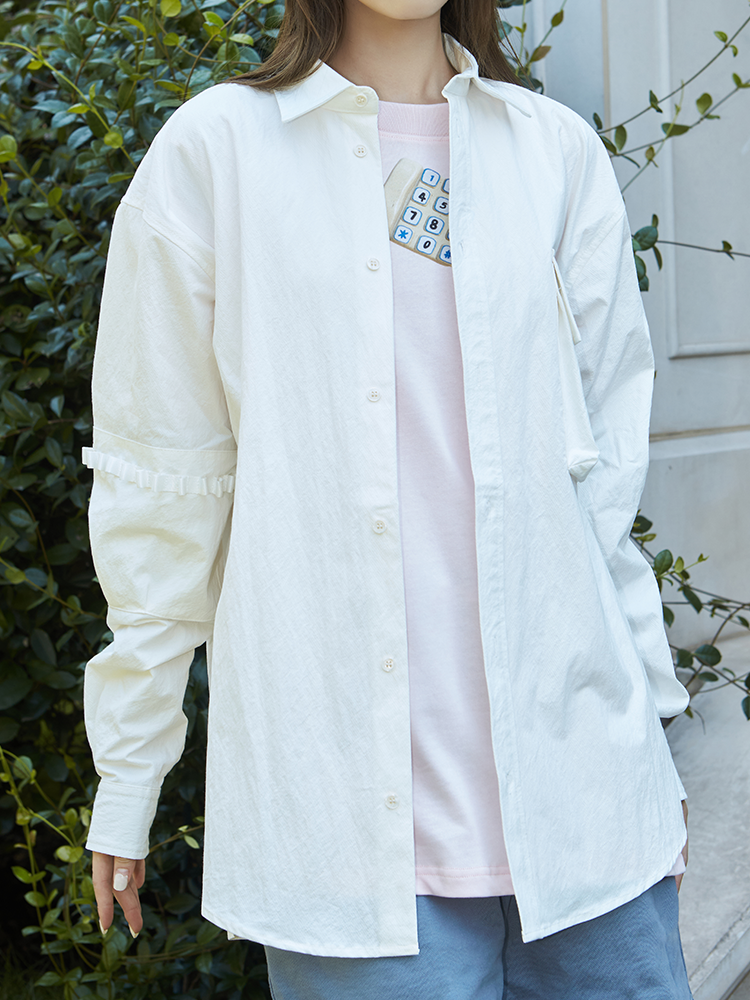 White Brocade Shirt Jacket