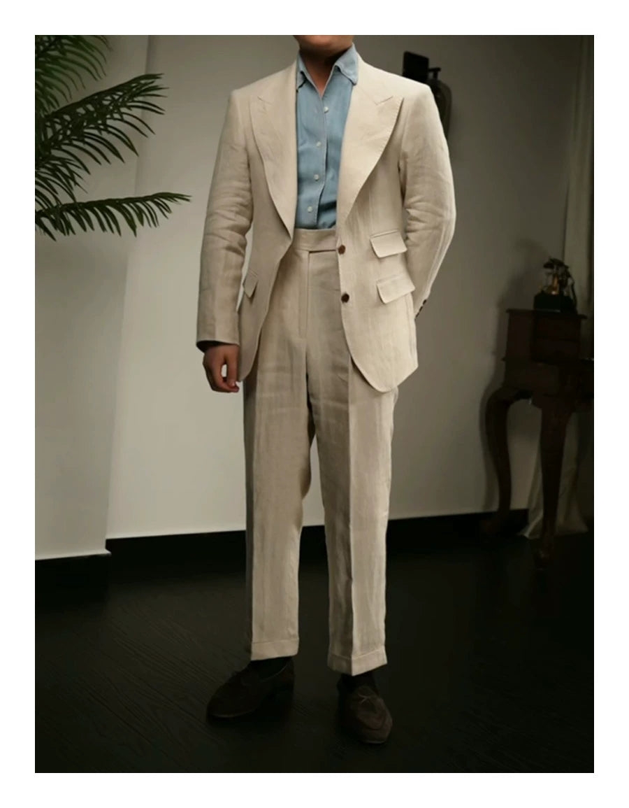 Linen Peak Lapel Suit