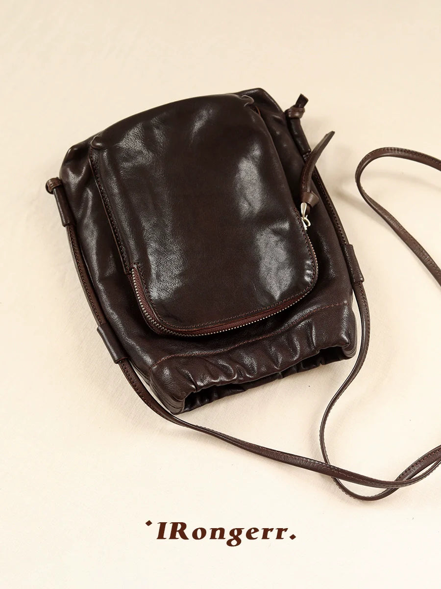 Leather Vertical Crossbody Bag