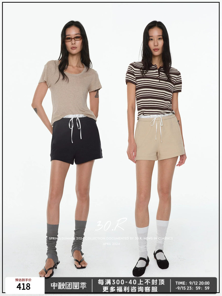 Cotton Lace-Up Shorts