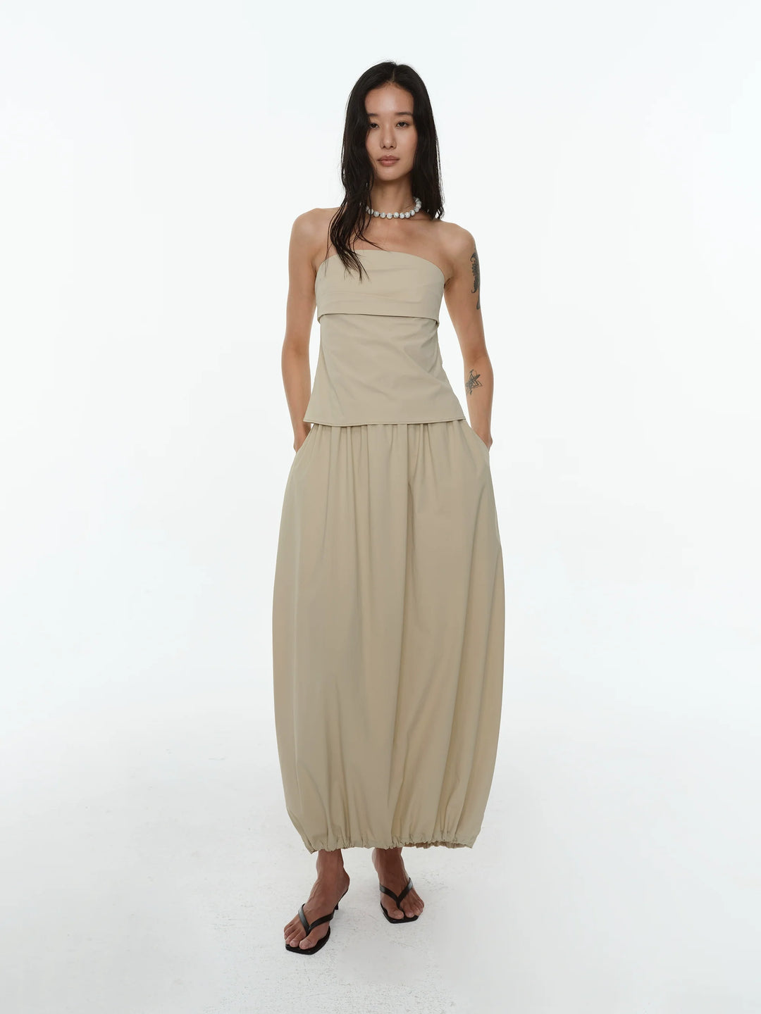 Sporty Pleated Cocoon Skirt