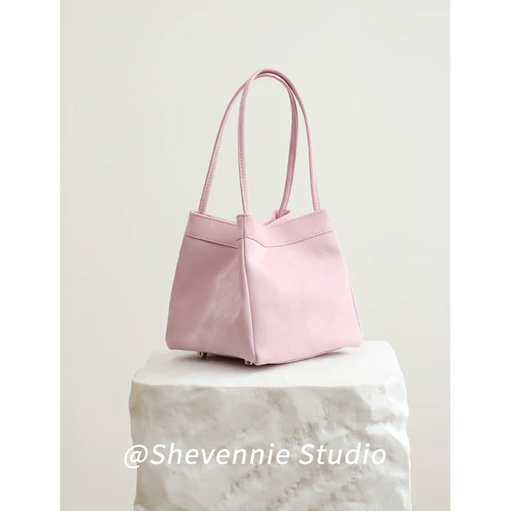 Silk Leather Bucket Bag