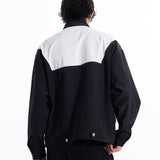 Black & White Stitching Zipper Embroidery Jacket - Unisex